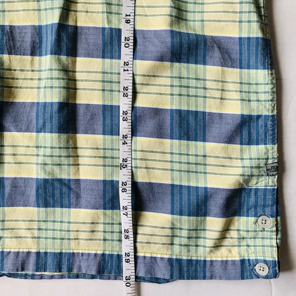 The North Face Button Up Hiking Shirt Mens‎ Size XL Blue Yellow Plaid